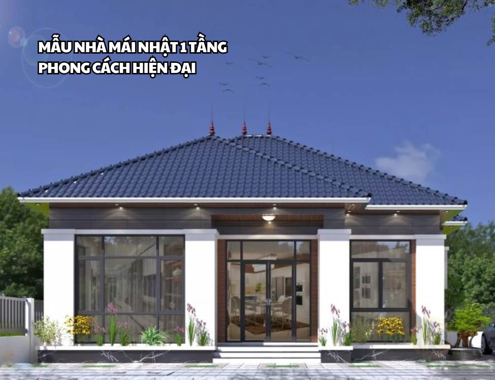 Mẫu nhà mái Nhật 1 tầng phong cách hiện đại