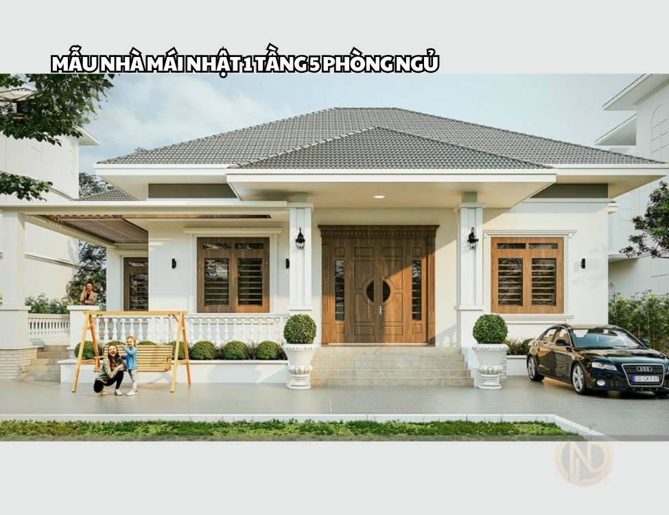 Mẫu nhà mái nhật 1 tầng 5 phòng ngủ