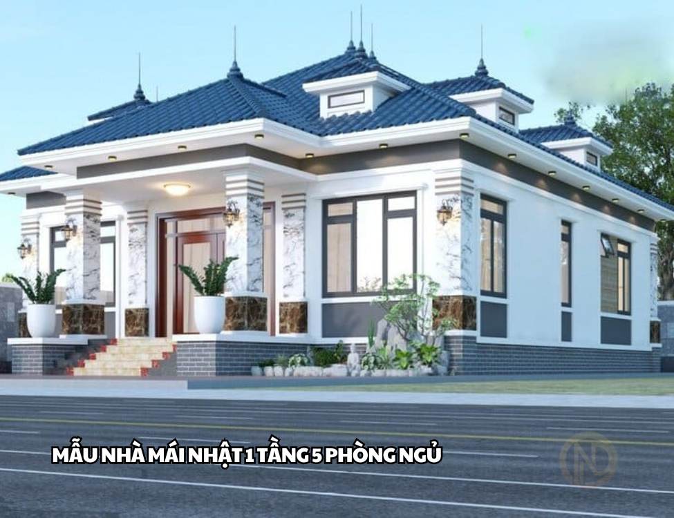 Mẫu nhà mái nhật 1 tầng 5 phòng ngủ