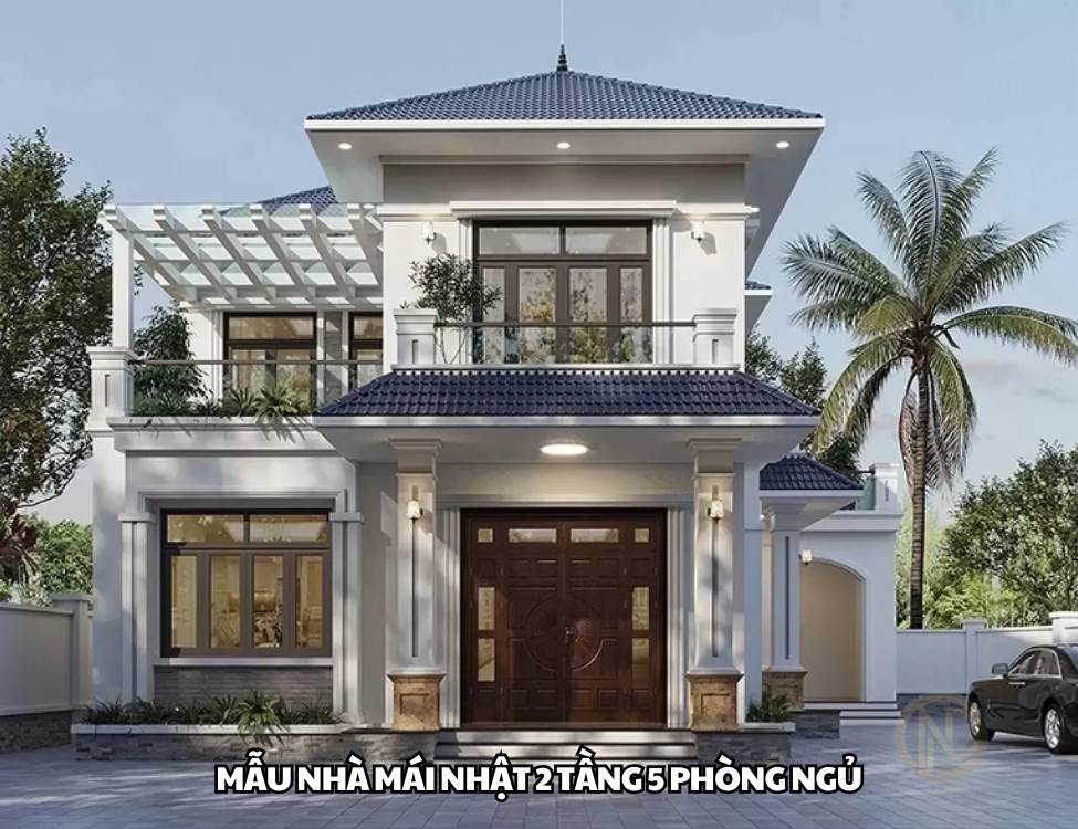 Mẫu nhà mái Nhật 2 tầng 5 phòng ngủ