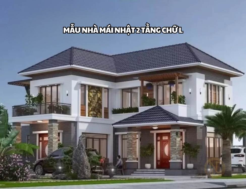 Mẫu nhà mái Nhật 2 tầng chữ L