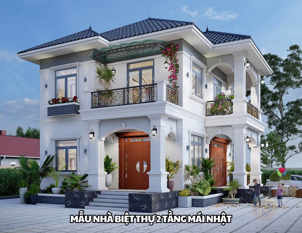 Mẫu nhà biệt thự 2 tầng mái Nhật