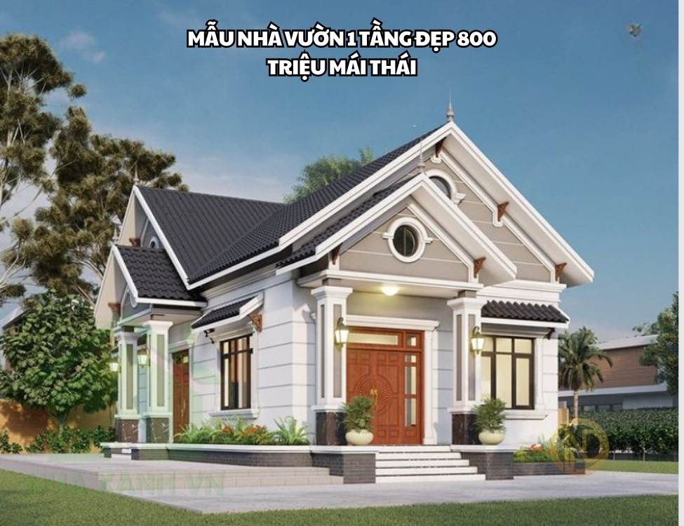 Mẫu nhà vườn 1 tầng đẹp 800 triệu mái Thái 