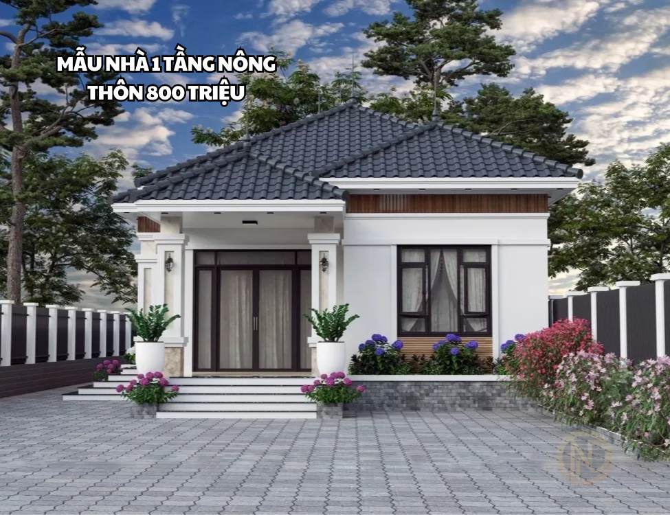 Mẫu nhà 1 tầng nông thôn 800 triệu