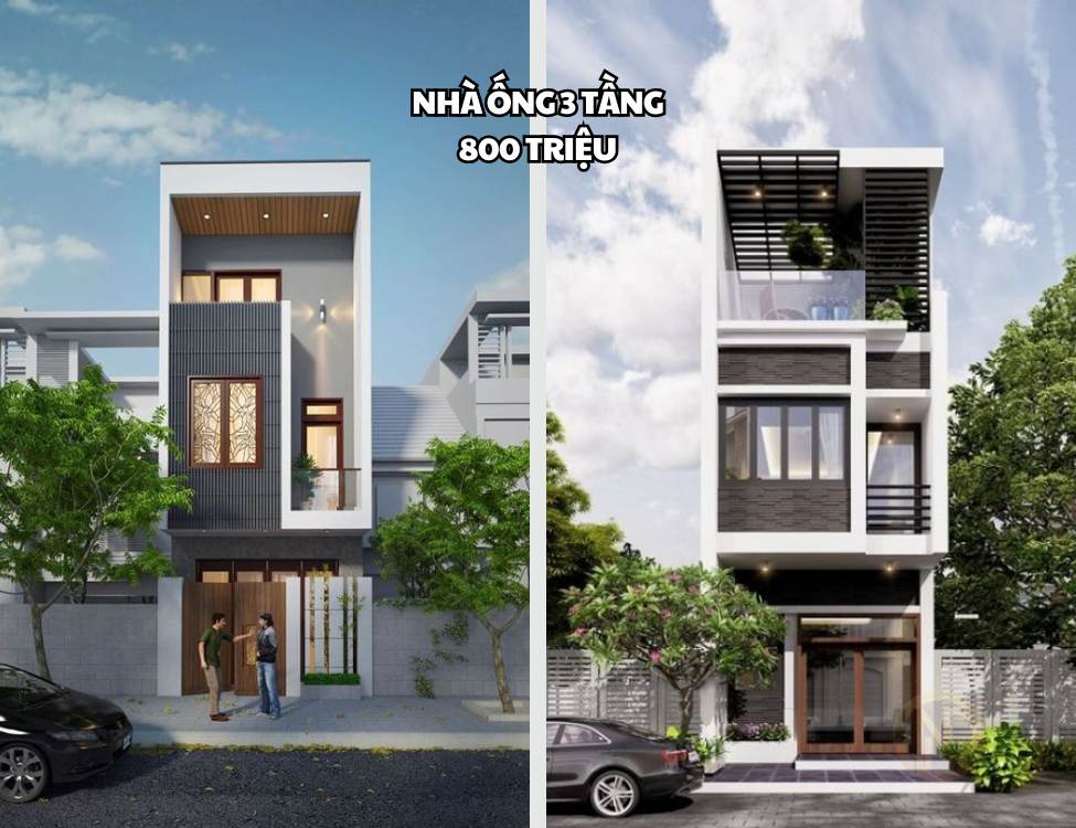 Nhà ống 3 tầng 800 triệu