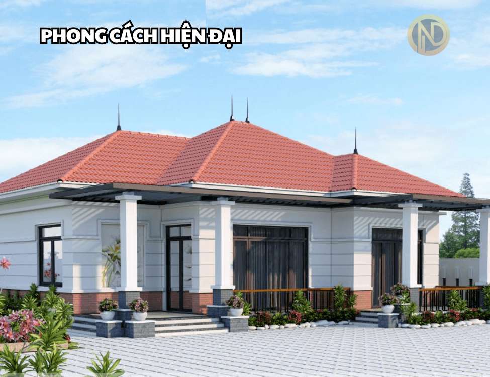 Mẫu nhà mái Nhật 1 tầng 3 phòng ngủ 1 phòng thờ phong cách hiện đại