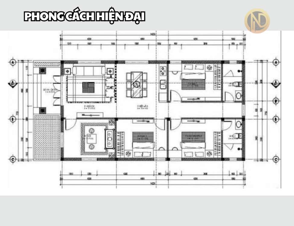 Bản vẽ mặt bằng của nhà mái Nhật 1 tầng 3 phòng ngủ 1 phòng thờ