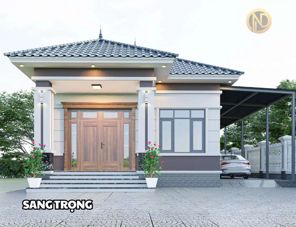 Nhà mái Nhật 1 tầng 3 phòng ngủ và 1 phòng thờ sang trọng