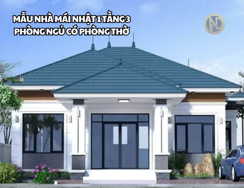 Mẫu Nhà Mái Nhật 1 Tầng 3 Phòng Ngủ Có Phòng Thờ