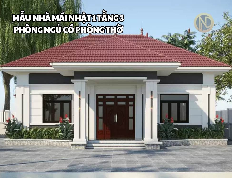 Mẫu Nhà Mái Nhật 1 Tầng 3 Phòng Ngủ Có Phòng Thờ