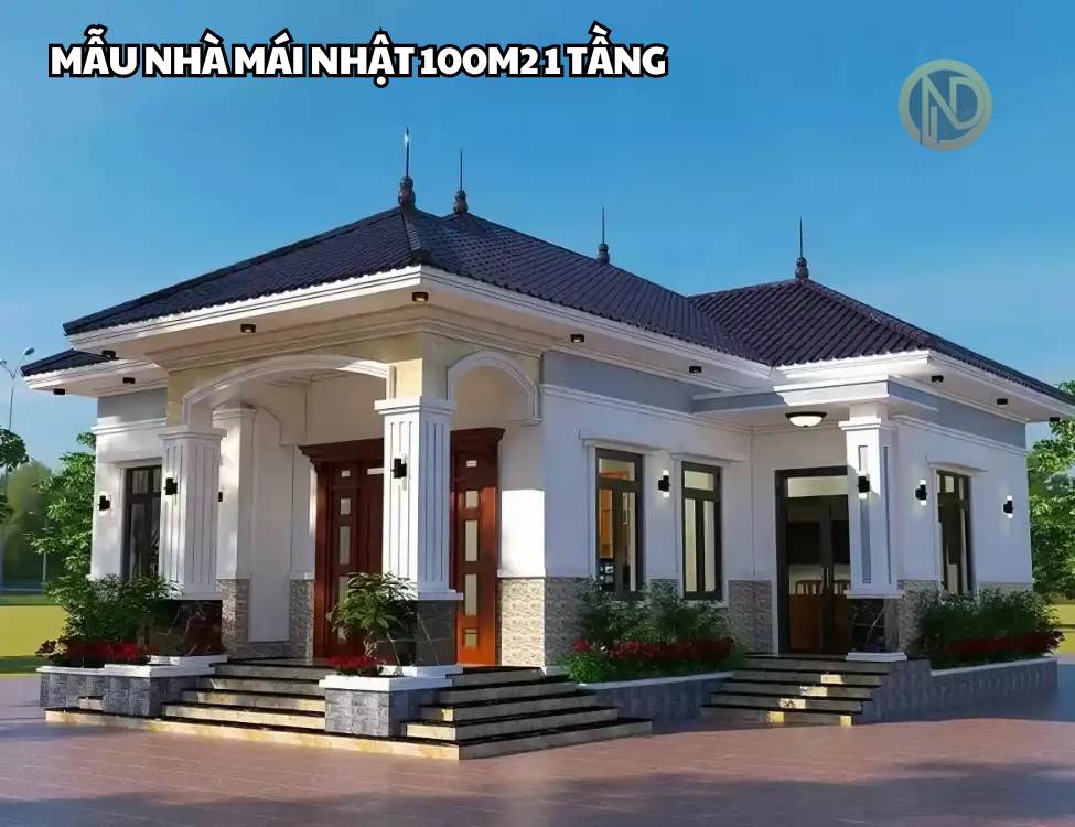 Mẫu Nhà Mái Nhật 100m2 1 tầng