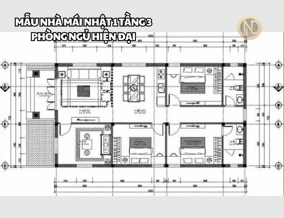 Mẫu Nhà Mái Nhật 1 Tầng 3 Phòng Ngủ Hiện Đại