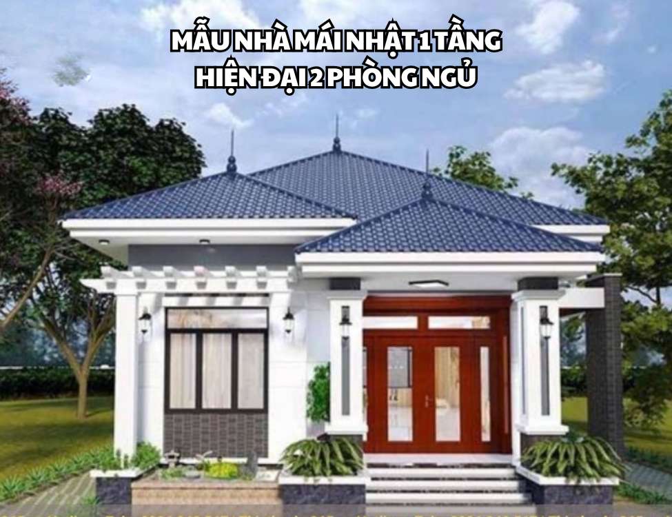 Mẫu nhà mái Nhật 1 tầng hiện đại 2 phòng ngủ