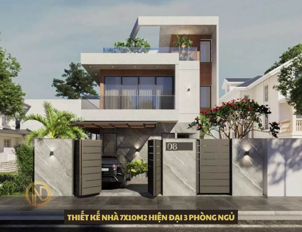 Thiết kế nhà 7x10m2 hiện đại 3 phòng ngủ