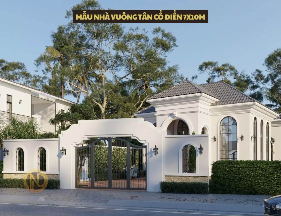 Mẫu nhà vuông tân cổ điển 7x10m