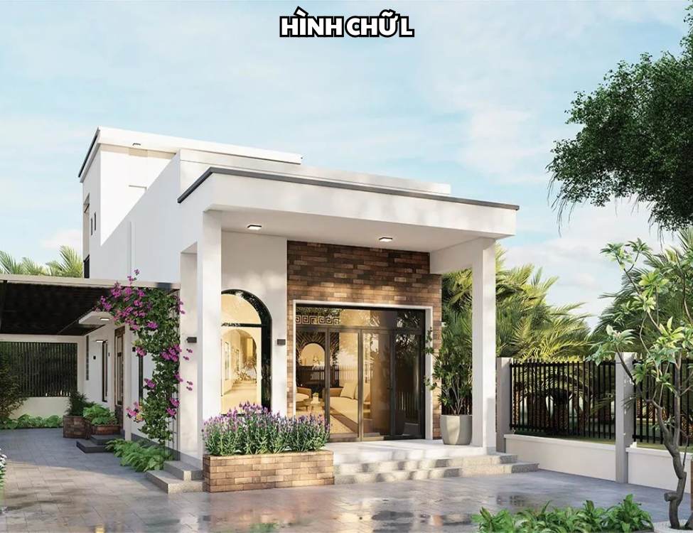 Mẫu nhà cấp 4 70m2 2 phòng ngủ kiểu chữ L