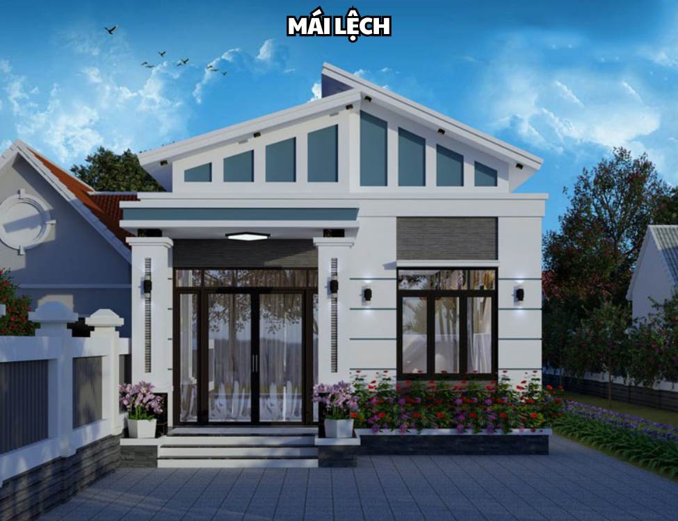 Mẫu nhà cấp 4 70m2 2 phòng ngủ mái lệch