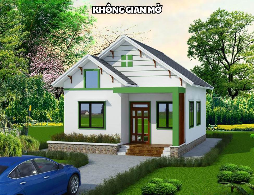 Mẫu nhà cấp 4 7x10 2 phòng ngủ với không gian mở