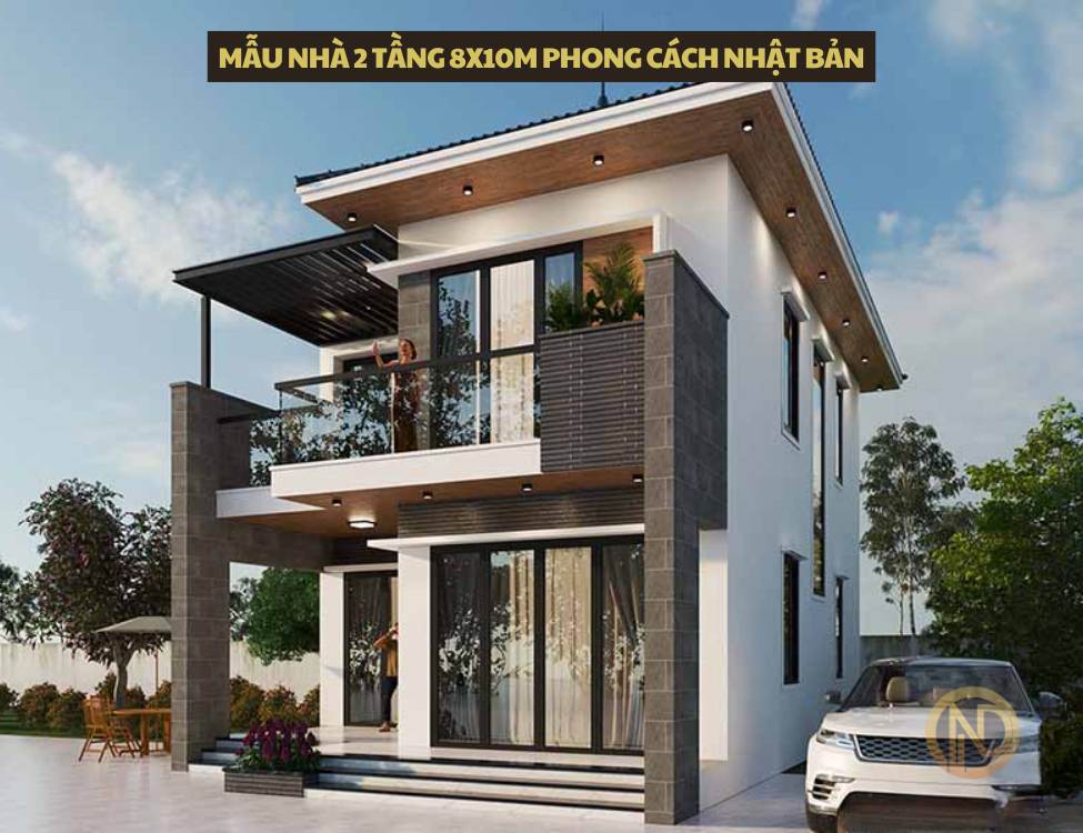 Mẫu nhà 2 tầng 8x10m phong cách Nhật Bản