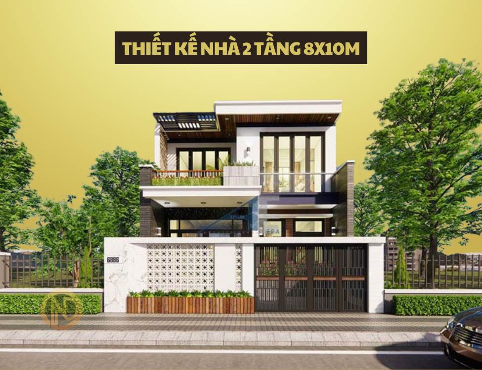 Thiết kế nhà 2 tầng 8x10m