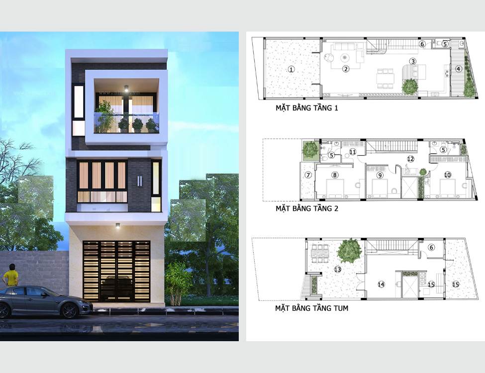 Mẫu nhà 40m2 có gara ô tô