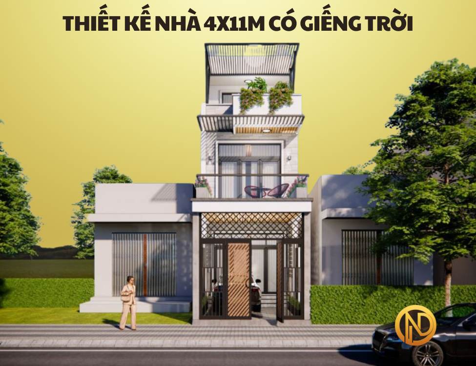 Bí quyết bố trí nội thất khi thiết nhà 4x11m có giếng trời thông thoáng