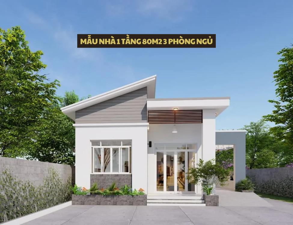 Mẫu nhà 1 tầng 80m2 3 phòng ngủ