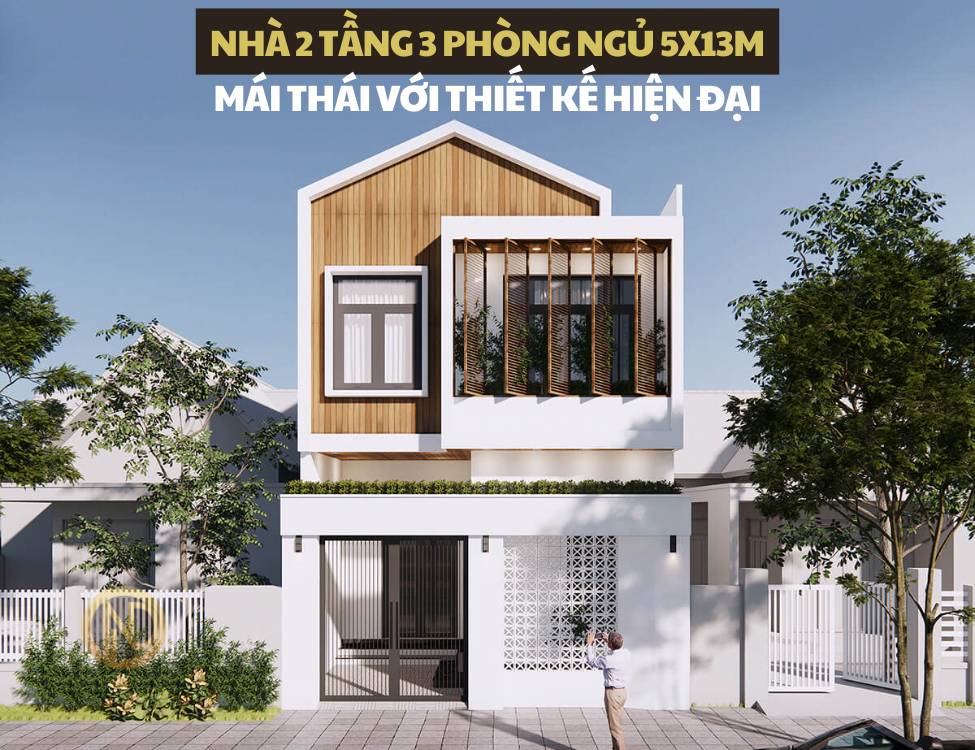 Mẫu nhà 2 tầng 3 phòng ngủ 5x13 mái Thái với thiết kế hiện đại và tinh tế