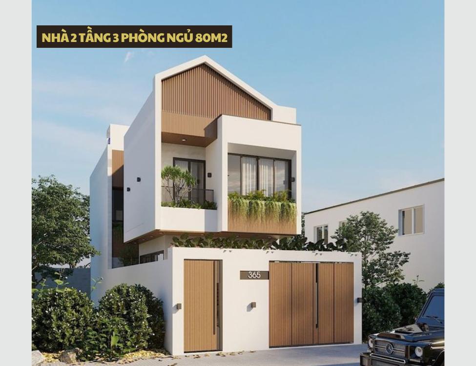 Thiết kế nhà 2 tầng 3 phòng ngủ 80m2