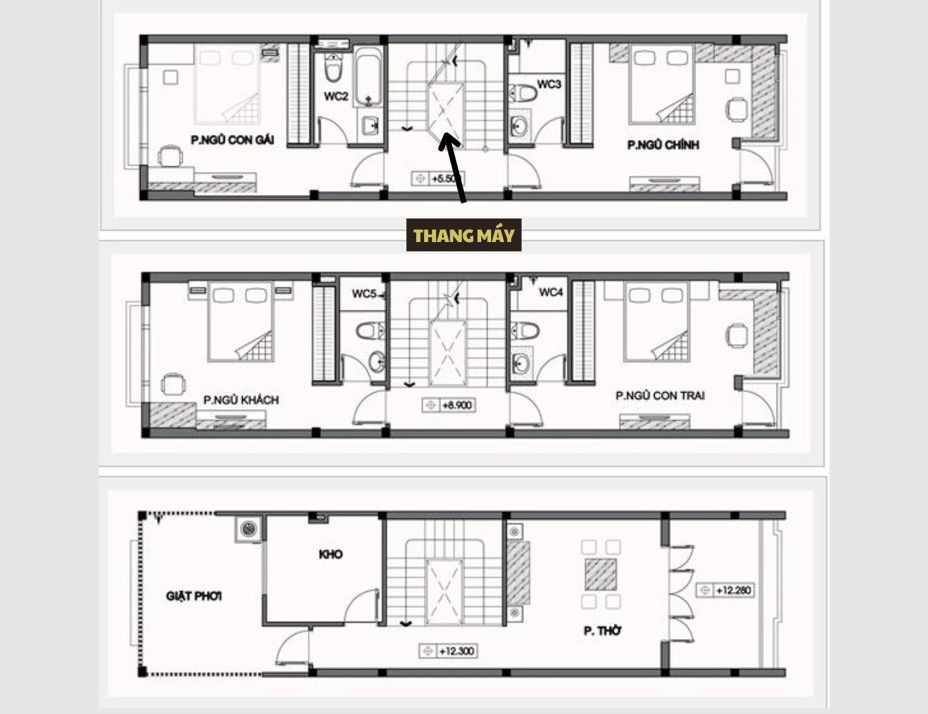 Đặc điểm thiết kế nhà 5x13m có thang máy