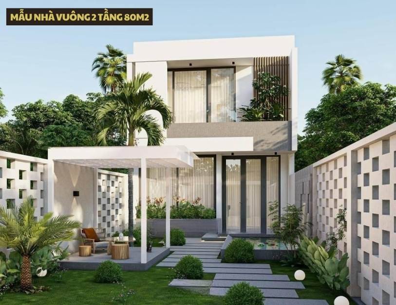 Mẫu nhà vuông 2 tầng 80m2