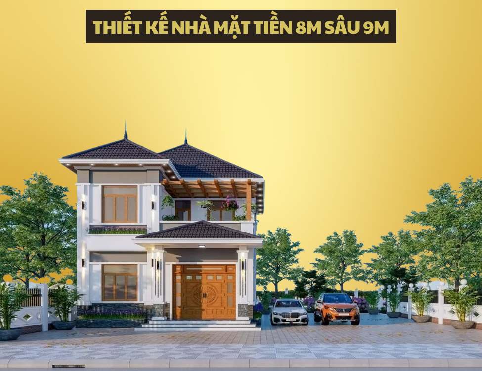 thiết kế nhà mặt tiền 8m sâu 9m