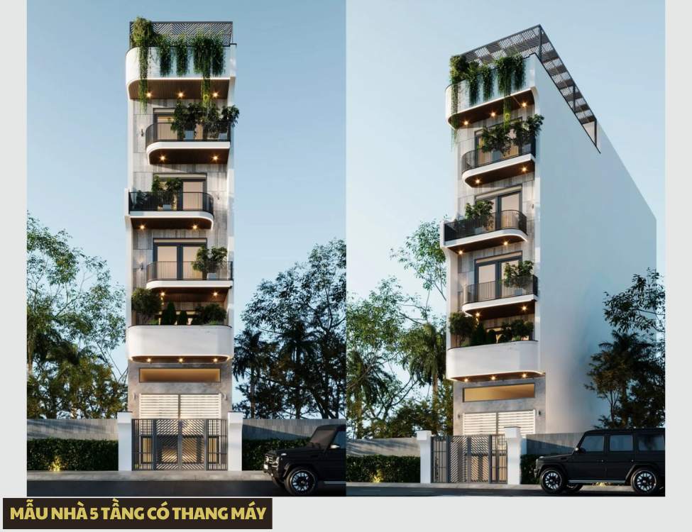 Mẫu nhà 5 tầng tối ưu diện tích cho gia đình đông người
