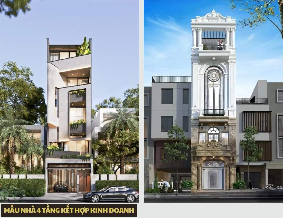 Mẫu nhà 4 tầng kết hợp kinh doanh