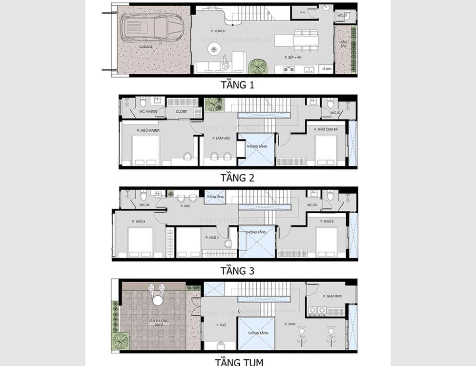 Nhà 5x16 4 Tầng Có Gara Và Sân Thượng