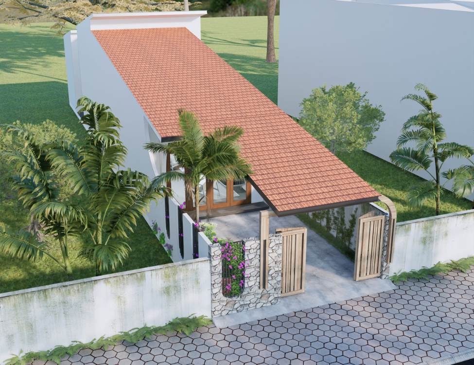 Mẫu nhà ống 1 tầng 5x16m có gara