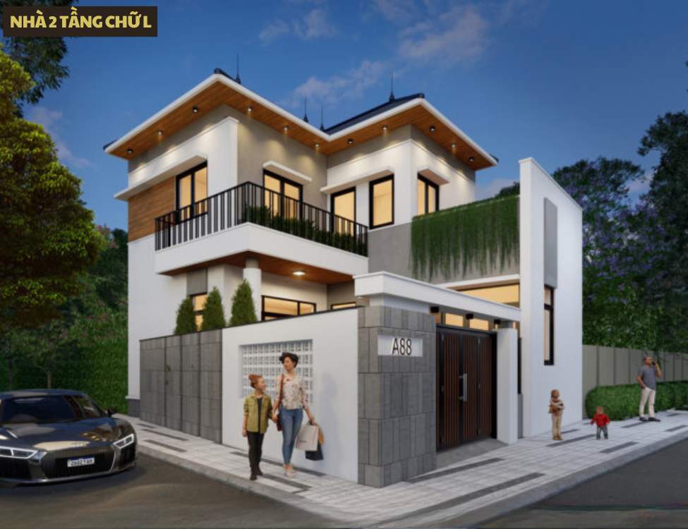 Nhà 2 tầng chữ L tối ưu không gian
