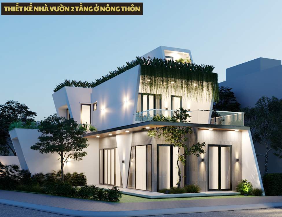 Thiết kế nhà vườn 2 tầng ở nông thôn không gian mở
