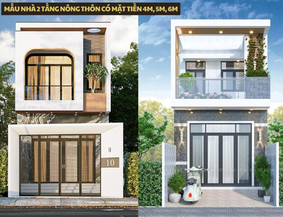 Mẫu nhà ống 2 tầng đẹp ở nông thôn