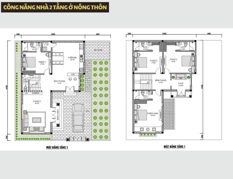 Nhà 2 tầng 4 phòng ngủ ở nông thôn: phù hợp gia đình đông người