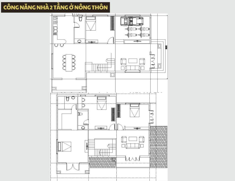 Nhà 2 tầng 4 phòng ngủ ở nông thôn: phù hợp gia đình đông người