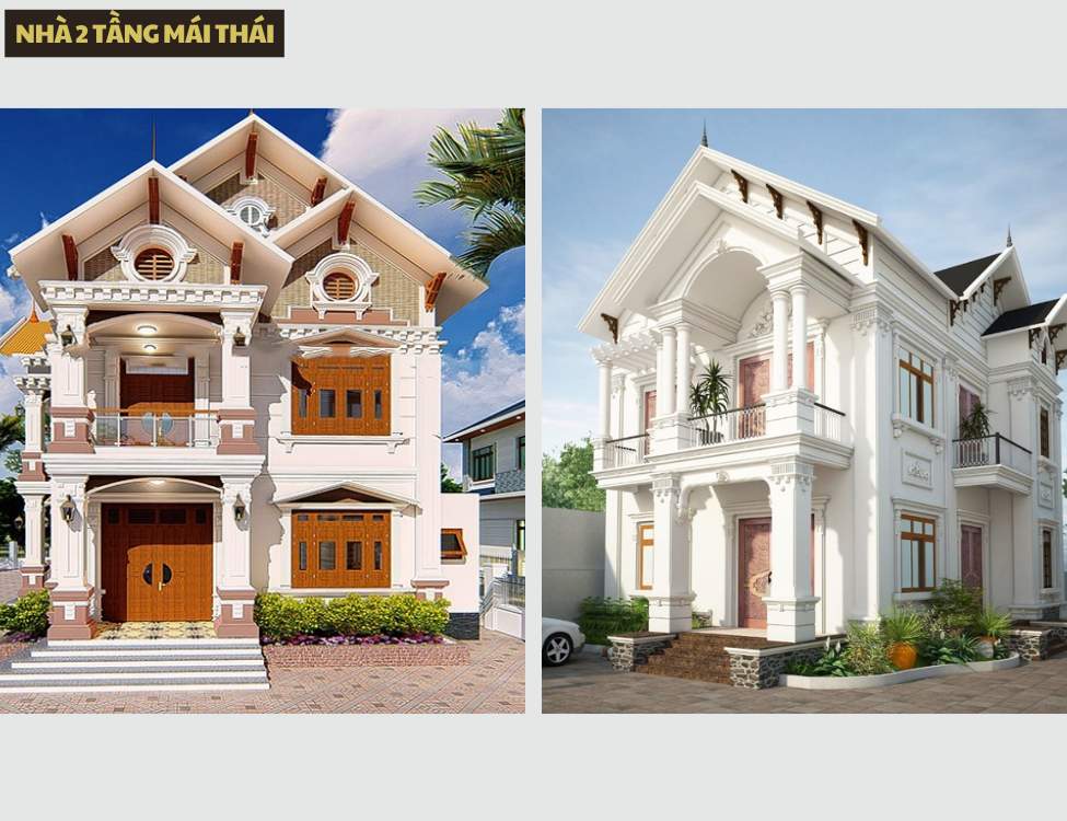 Nhà 2 tầng mái Thái phù hợp khí hậu nông thôn