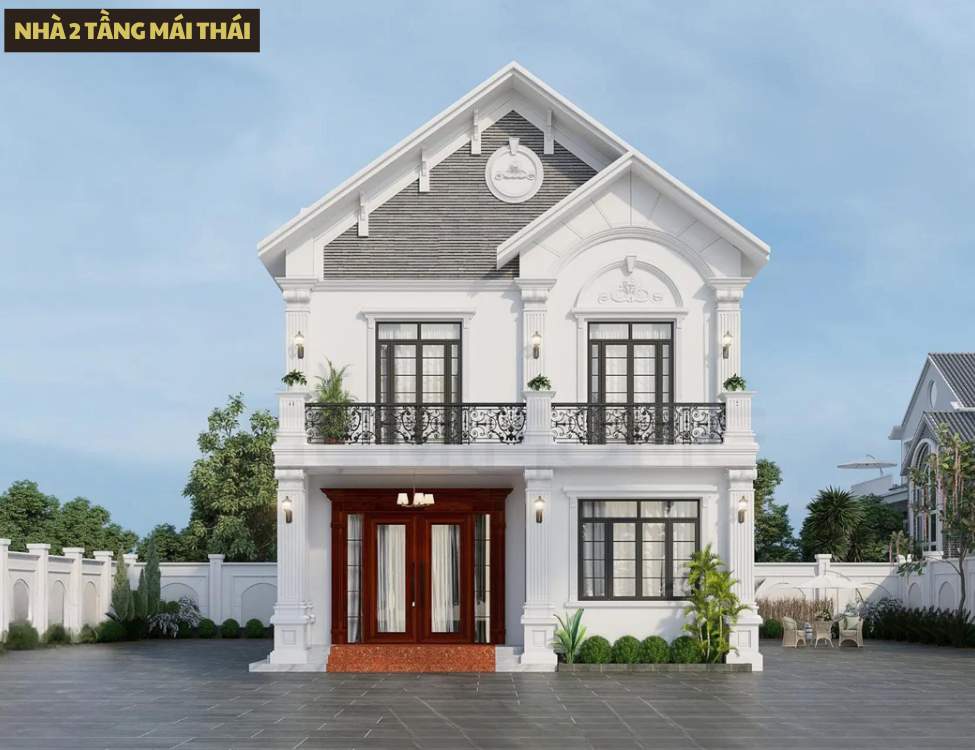 Nhà 2 tầng mái Thái phù hợp khí hậu nông thôn