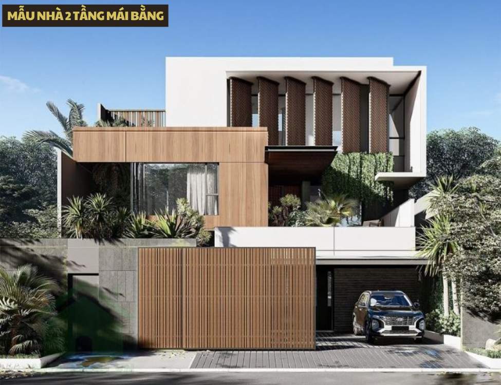 Mẫu nhà 2 tầng hiện đại mái bằng hiện đại cho gia đình trẻ