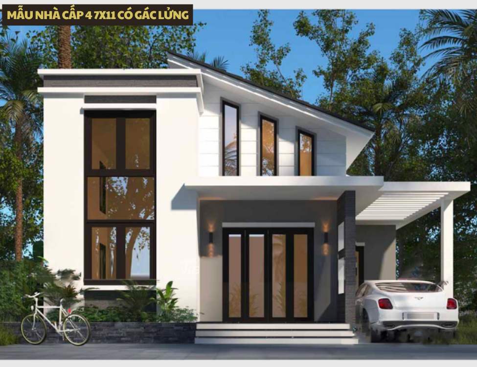 Mẫu nhà cấp 4 7x11 có gác lửng