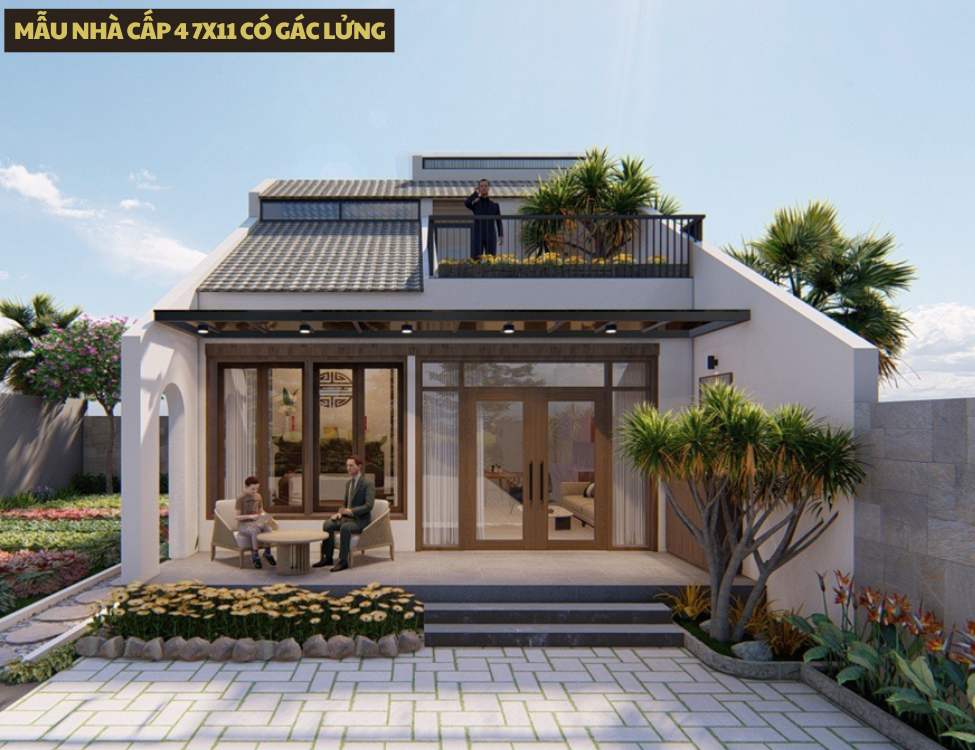 Mẫu nhà cấp 4 7x11 có gác lửng