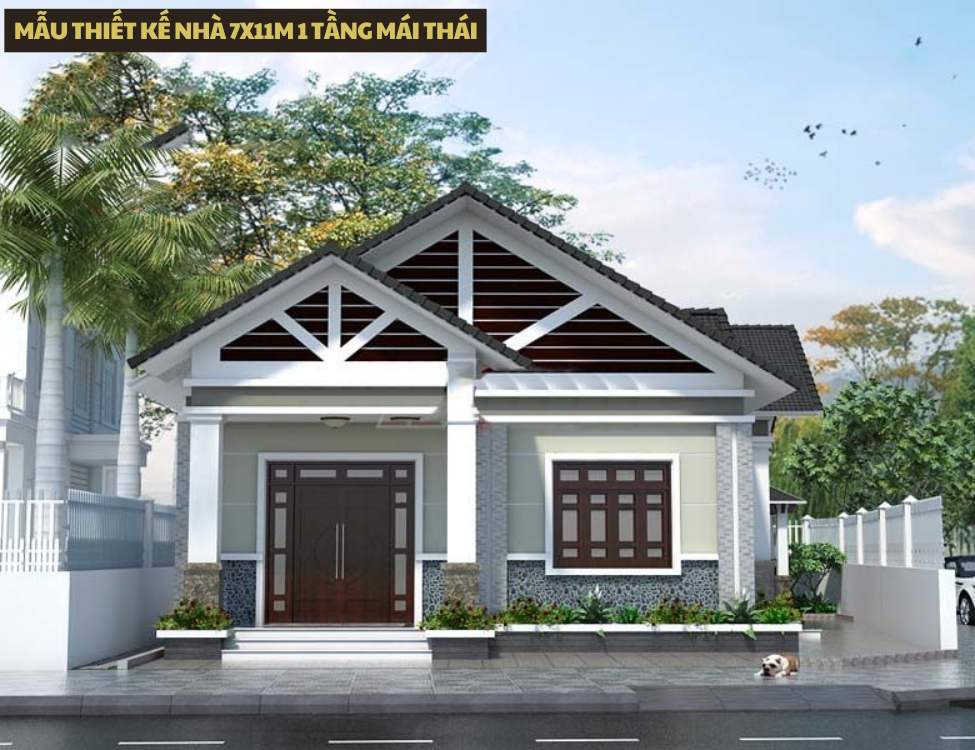 Mẫu thiết kế nhà 7x11m 1 tầng mái Thái