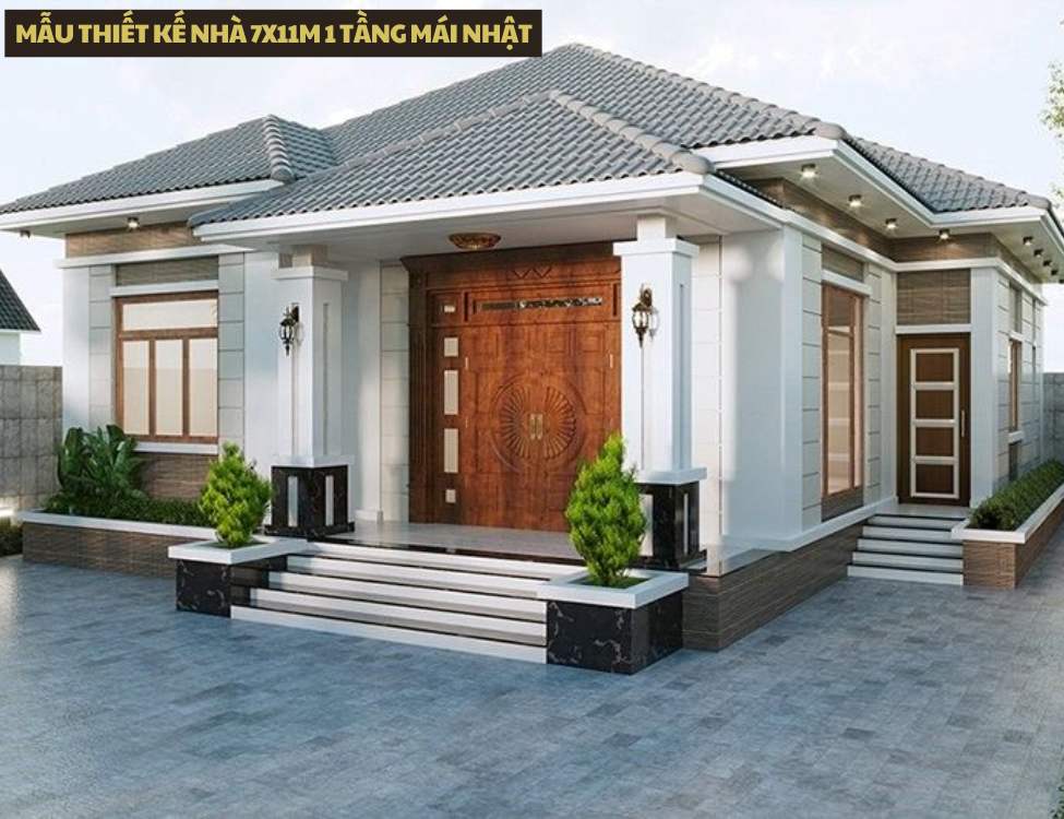 Mẫu thiết kế nhà 7x11m 1 tầng mái Nhật