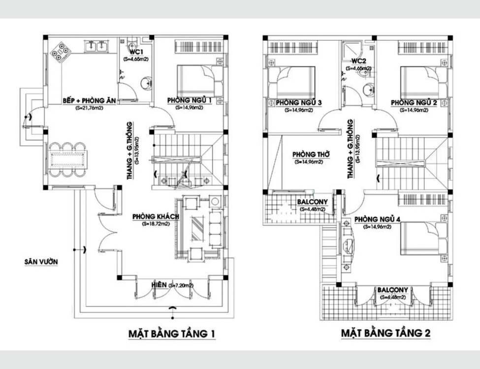 Mẫu nhà 2 tầng chữ L
