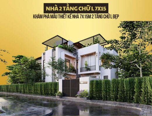 Mẫu Nhà 2 Tầng Chữ L 7x15